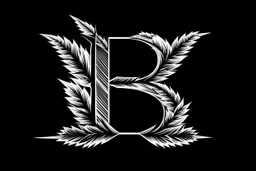 LETTER 'B' CANABIS LEAF BLACK AND WHITE RASTA