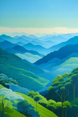 Blue Ridge mountains in style of Yoshida Hiroshi