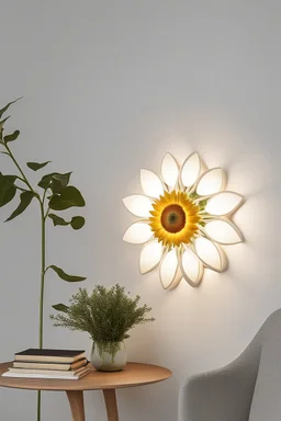 Wall lamp inspired by sunflower , organic form