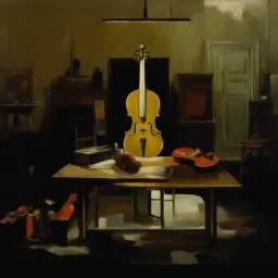 human body, universe-like table,complex surgical instruments mixed with human body-like musical instruments,minimalism,Painting By Adrian Ghenie, Rene Magritte, Lucian Freud