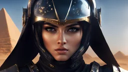 (Cyberpunk) ,egypt background, ember, clear sky, galaxy, (1girl),(full plate closed Helmet) (hidden face) (muscular), face focus, black armor, detailed face, beautiful face, black clothing, (((masterpiece))), (((best quality))), ((ultra-detailed)), (highly detailed CG illustration), ((an extremely beautiful)),cinematic light,,solo,full body,(character focus),extreme detailed,colorful,highest detail