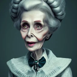 extrem tim burton style of old cruel lady stepmother, sharp focus