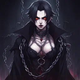 dark anime vampire with a chains