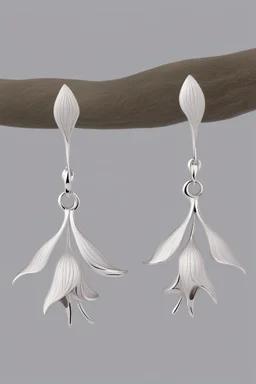 earrings n white gold engraved with lily flower
