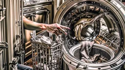 woman puts spoons in the dryer