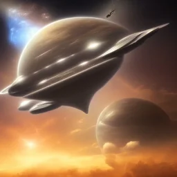 Big alien ship above earth, mothership, dramatic scene, galaxy