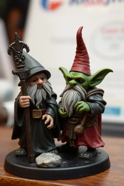halfling hobbit priest thief, and Gnome half goblin invention, winning prize at gnome convention, miniatures being half painted by hand