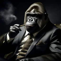 a gorilla that joined the mafia, smoking a cigar