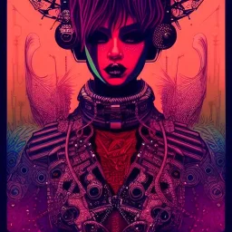 beautiful punk girl, hyper detailed, hyperdetailed, intricately detailed, illustration by <kilian eng>, purple tones, darkred tones,