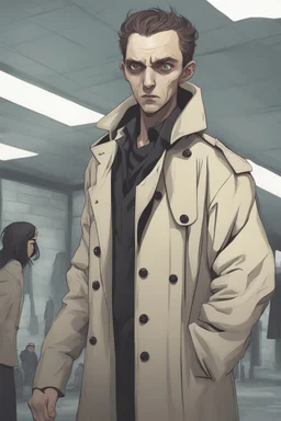 creepy guy with trench coat open