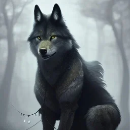 award winning portrait of a male anthropomorphic black wolf long vblack cory loftis, fenghua zhong, ryohei hase, and ruan jia. unreal engine 5, artistic lighting, highly detailed, photorealistic, fantasy