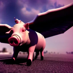 Pig with wings, ultra graphics,RTX, TXXA, SSAO, High quality,hyperrealistic, HDR,4k