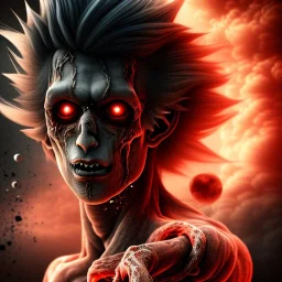 8k, Dark, horror, blood, guts, detail, Goku