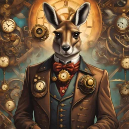 Kangaroo Steampunk cómic art calidad ultra maximalista