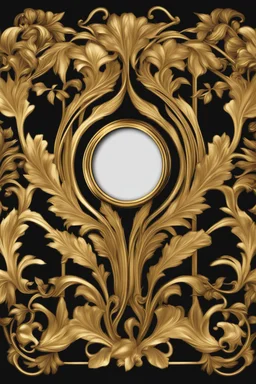 Gold art deco delicate picture frame on a black background