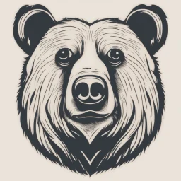 M shaped bear head, letterpress style, minimalistic, clean