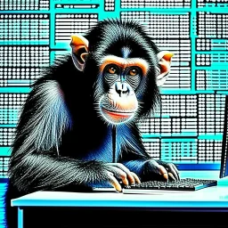 Computer Hacker Monkey. NFT Pixel Art