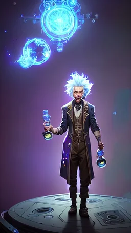 Albert Einstein, detailed and intricate calligraphy ink painting of a "cyborg Mad Scientist" holding beakers, outer space Background cosmic fractals, dystopian, concept art, unreal engine 5, god rays, ray tracing, RTX, lumen lighting, ultra detail, volumetric lighting, 3d, finely drawn, high definition, high resolution. award-winning: professional portrait: atmospheric: commanding: fantastical: clarity: 16k: ultra quality: striking: brilliance: stunning colors: amazing depth: masterfully crafted