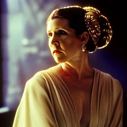 Hyperrealistic, 8k centered photographic portrait of [[Carrie Fisher as Princess Leia in Star Wars]], leica, 35 mm, technicolor, vivid colors, bokeh, telephoto, 24 mm, close up portrait photo by Annie Leibovitz, film, studio lighting, detailed skin, ultra realistic, bokeh, sharp features