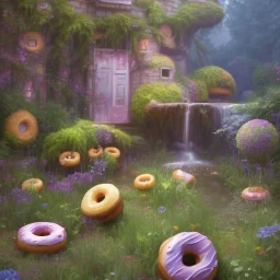 door, pixar style, volumetric summer garden environment and background, realistic painting of donuts, looking excited, volumetric lighting, dramatic lighting, detailed digital painting, extreme dense and fine fur, anime, ornate, colour-washed colors, elegant, small minutiae, tiny features, particulars, centered, smooth, sharp focus, renderman gofur render, 8k, uhd, detailed eyes, realistic shaded volumetric lighting, sunlight caustics, backlight, centered camera view