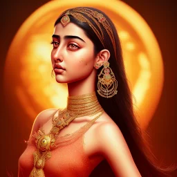 ananya pandey, hot rose goddess, by Mahmoud Sai, golden hour , diamonds