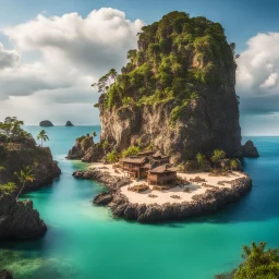 Tortuga pirate island, with the skull rock