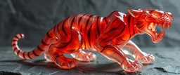 hollow stone made of transparent slime monster tiger