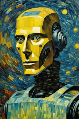 Portrait of a robot by Van Gogh