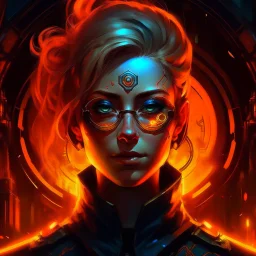 Portrait marianne symbole france cyberpunk, incendie en arrière plan