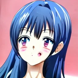 Anime girl blushing and looking right with a slight downwards tilt