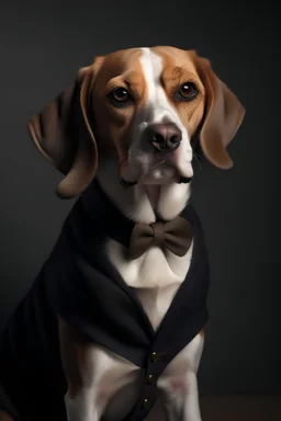 Portrait of a pretentious sweet beagle who wants to be similar to Paul McCartney