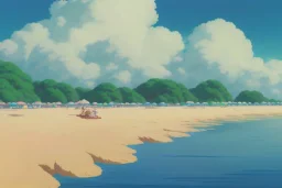 a beach, cinematic angle, studio ghibli, wes anderson, volumetric lighting, breathtaking, beautiful composition, elegant, digital art, detailed, oil painting, hyperrealistic, sharp focus, 8k