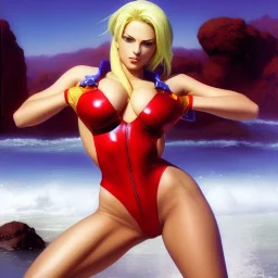 fullbody portrait of 'beautiful blonde Sexy busty naked cammy(street fighter)'Body side-on, face to the camera,wearing skintight latex bikini suit,hyperrealistic skin,Hyperrealistic crystal clear eyes,painting by gaston bussiere, greg rutkowski, yoji shinkawa, yoshitaka amano, tsutomu nihei, donato giancola, tim hildebrandt, oil on canvas, cinematic composition, extreme detail,((fit full head inside picture)),32k