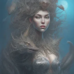 sango fantasy, fantasy magic, intricate, sharp focus, illustration, highly detailed, digital painting, concept art, matte, artgerm and paul lewin and kehinde wiley, masterpiece sexy lips Asian afro lips black African lady body mermaid Dragon fish head silver space lady sea under water mermaid pretty