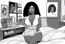 an illustration for the comic "Danger in the bedroom: Pam Grier is Coffy" by Hugo Pratt and Rubén Pellejero