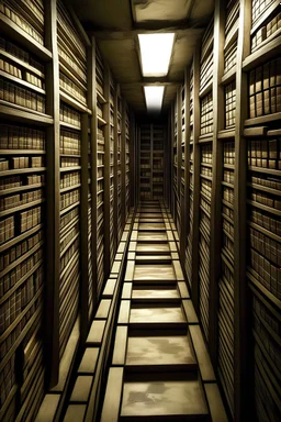 Secret pathway into a maze made of books