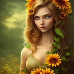 sunflower goddess green eyes