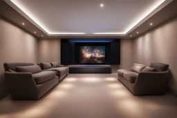 dedicated home cinema room with LED ambient lighting in the walls make sure the room is completely symmetrical