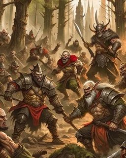 A war between elves and dwarves, orcs and the dark lord