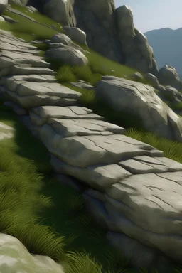 Create stone slabs sticking out from the side of a mountain