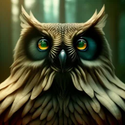 intricate details, realistic, octane, unreal engine, portrait, natural lighting,zoomed out + portrait, volumetric lighting, shiny,extreme detail, Photorealism, High detail, Hyper realistic Owl in forest, macro lens blur,abstract paint, sharp,eos5d mark 4, ef 85mm 5.6, focus, trending by artstation