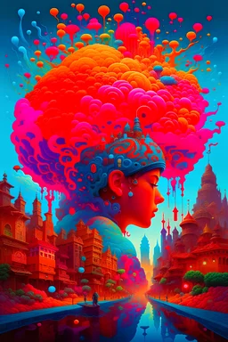 psychedelic Genius thinking deep thoughts, hyperdetailed and highly intricate digital illustration, by Ismail Inceoglu, Gazelli, james jean, Anton Fadeev and Yoshitaka Amano, trending on artstation, vibrant colors, Black ink flow: 8k resolution photorealistic masterpiece: by Aaron Horkey and Jeremy Mann: intricately detailed fluid gouache painting, Oil splash!! Oil stained