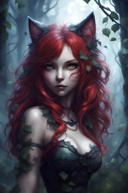 CAT GIRL, FANTASY, FORESTY, VINES, SOULLESS, FLUFFY TAIL, RED HAIR, METAL
