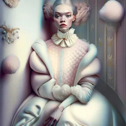 Pop surrealism, editorial style photo , portrait , classic clothing , Dior cotton , silk rich pastel colors , romantic and elegant studio lighting , sophisticated ,stunning , intricately detailed , cozy warm light , award winning , art magazine , , fairytale like , beautiful ,breathtaking , whimsical