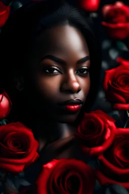 black girl and red roses