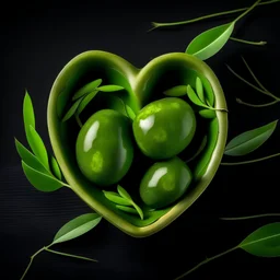 Green heart shape with green olives inside