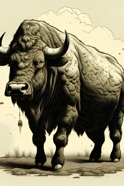 Buffalo illustration, tough, sportieve Buffalo, ijking style