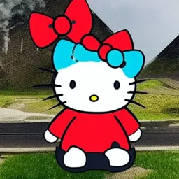 Hello kitty is Godzilla