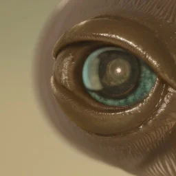 close-up of a fly eye with spatula reflection