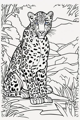 coloring page for kids, LEOPARD, thick outline, low details, no shading, no color